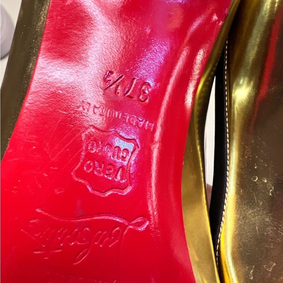 Authentic Christian Louboutin Gold and Black Heels - Picture 2 of 8